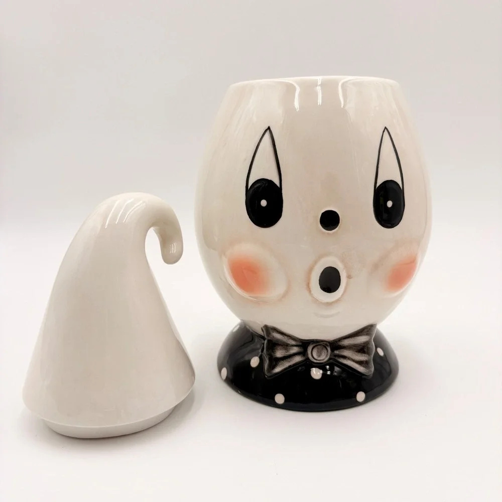 Johanna Parker Vintage Style Ceramic Gus Ghost Canister Halloween Decor   Retro